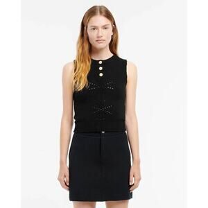 Barrie Chanel Cashmere Cotton Top in Black M